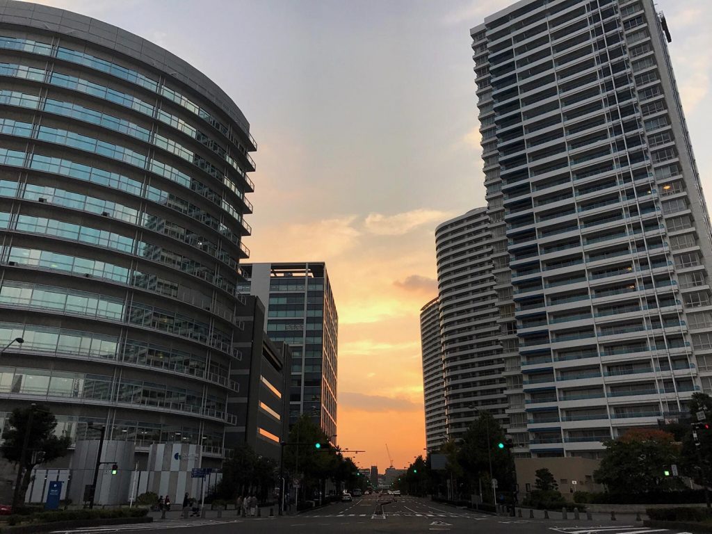 Yokohama Modern City Buildings Sunset