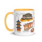 Kyoto city mug inspired by Starbucks Japan series, featuring temples, torii gates, and traditional city design