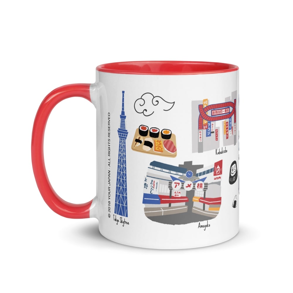 Tokyo skyline mug inspired by Starbucks Japan collection, with Mount Fuji and Tokyo Tower illustration