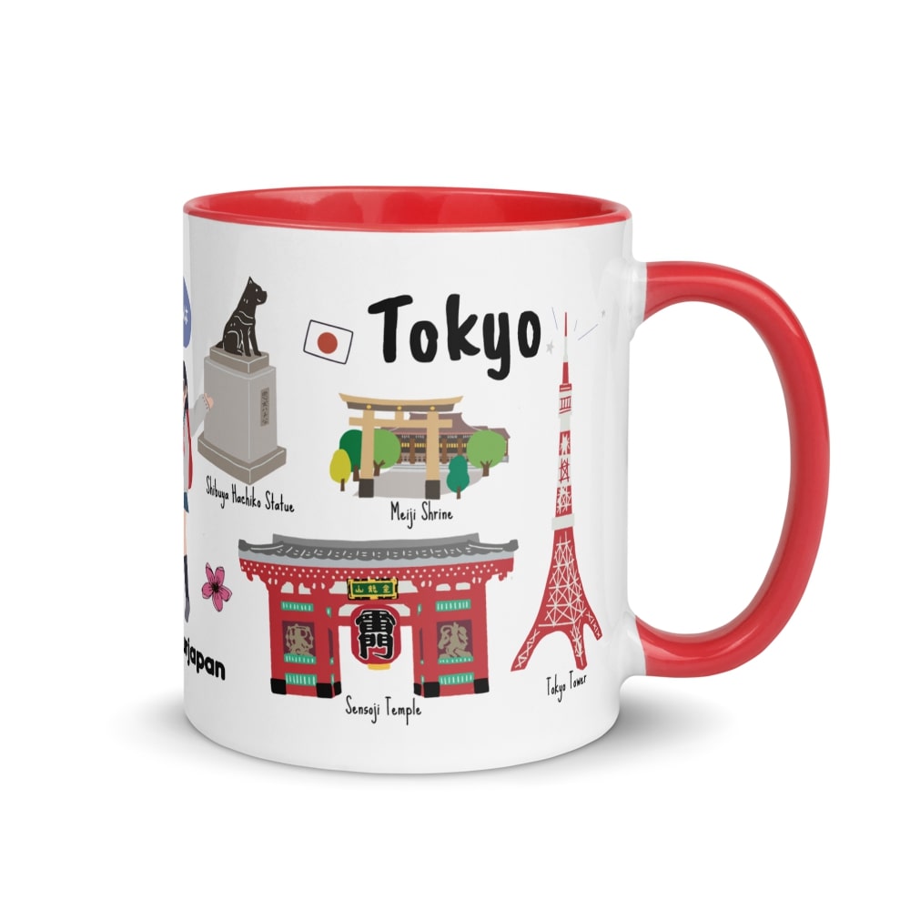 Fūbutsushi Japan Mug – Tokyo 3 Tokyo skyline mug inspired by Starbucks Japan collection, with Mount Fuji and Tokyo Tower illustration